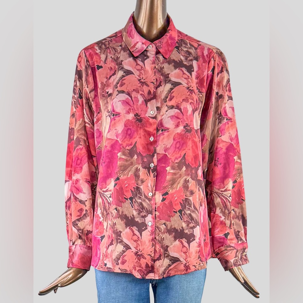 HAVER & BLAIR FLORAL PRINT BLOUSE SZ. M